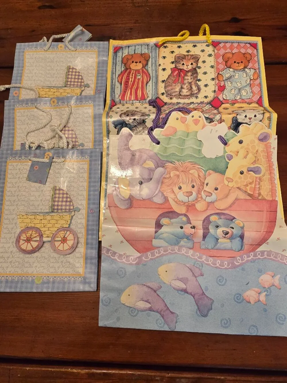 Gift Bags Lot of 5 Baby Shower Pink Blue Yellow White Medium Large